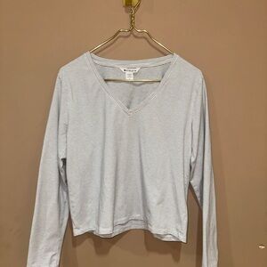 White Striped V-Neck Top